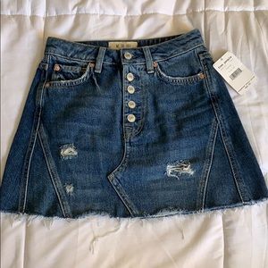 NWT Free People Distressed Denim Mini Skirt